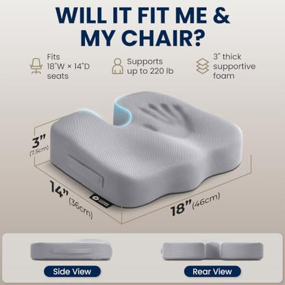 Seat Cushion Memory Foam Chair Cushion for Tailbone Pain Relief