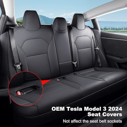 2024 2026 Tesla Model 3 Highland Upgraded Car Seat Covers Nappa Leather Car Interior Airbag Compatible Cushion Cover Full Set Custom Fit Model 3