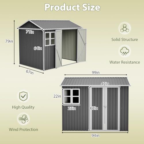 8X 6ft Outdoor Storage Shed with Clear Window