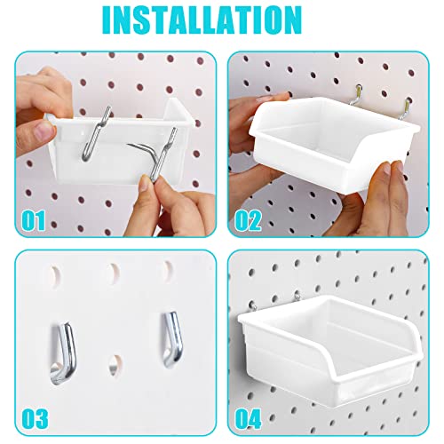 20 Pcs Pegboard Bins and Cups with Hooks and Loops Peg Assortment Organizer Accessories Various Tool Organizer Pegboard Baskets Set for Garage Workshop Workbench Office