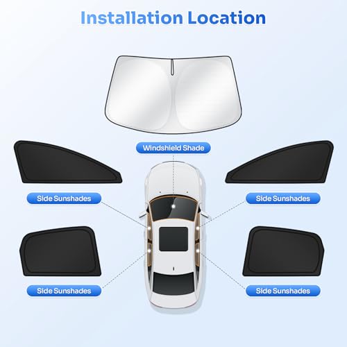 Sunshades for 2025 2026 Nissan Murano Accessories Windshield Sun Shade Side Rear Window Shade Cover Sun Visor Shield Privacy Protection for Camping Keep Vehicle Cool Black 5PCS (5 Count)