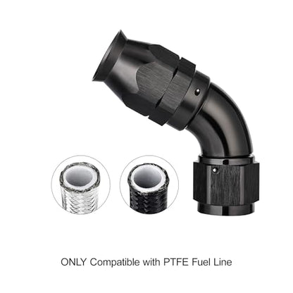 8AN 60 Degree PTFE One Piece Full Flow End Hose Fitting Aluminum Black
