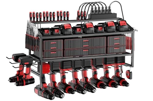 Power Tool Organizer Wall Mount with Charging Station