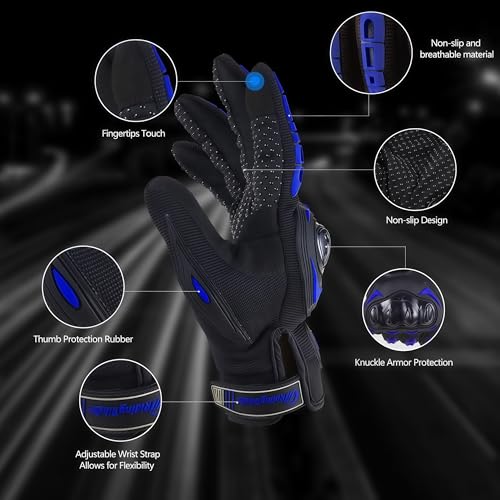 Motorcycle Gloves for Men and Women Touchscreen Guantes Para Motocicleta Hombre for Powersports BMX ATV MTB Motocross Scooter Dirt Bike Riding Gloves Motorcycle Mens Helmets Accessories