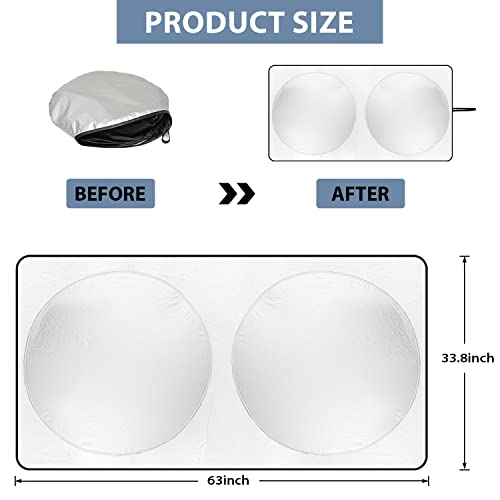 Windshield Sun Shade with Storage Pouch for SUVs
