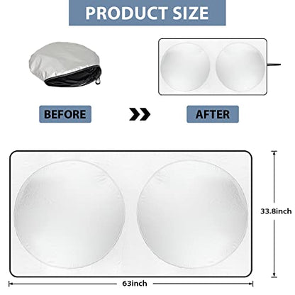 Windshield Sun Shade with Storage Pouch for SUVs