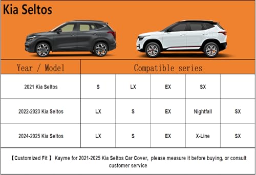 6 Layers SUV Car Cover Custom Fit for Kia Seltos（2019