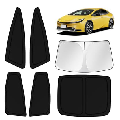 Car Window Shades for Toyota Prius 2023 2024 2025 2026 Windshield Sun Shade Side Window Cover UV Block Privacy Protection Accessories for Camping Blackout Rear Back Full Set 6PCS (6 Count)