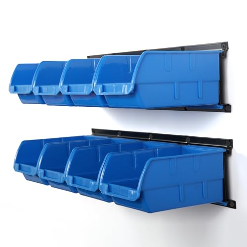 8 Bin Wall Mounted Plastic Storage Bins Hanging Organizer Bins