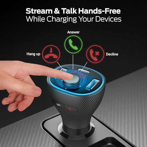 Monster Bluetooth FM Transmitter for Car Cigarette Lighter with 20W QC3.0 USB A & USB C PD Charger