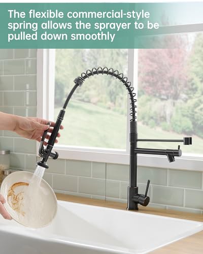 Commercial Kitchen Sink Faucet with Sprayer Oil Rubber Bronze