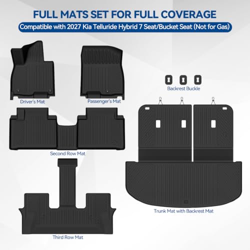 Custom Fit Floor Mats for 2027 Kia Telluride Hybrid 7 Seat