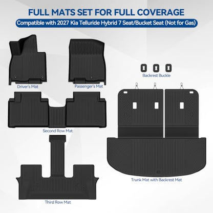 Custom Fit Floor Mats for 2027 Kia Telluride Hybrid 7 Seat
