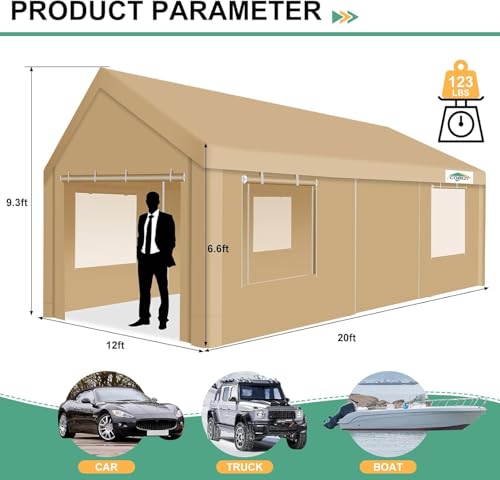 Carport 12x20ft Heavy Duty Portable Garage