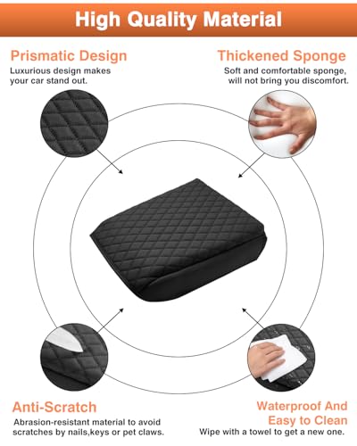 Custom for 2026 2025 Toyota 4Runner Center Console Cover Armrest Cover for 4Runner Accessories 2025 Truck Arm Rest Cushion Pad PU Leather Middle Console Cover Armrest Seat Box Protector