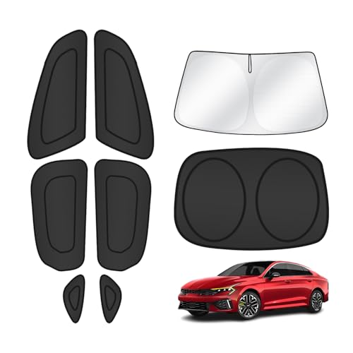 Windshield Sun Shade for Kia K5 2021 2022 2023 2024 2025 2026 Car Window Shades Thicken UV Block and Blackout Privacy Foldable Sunshades 8PCS Accessories Keep Cool Sun Visor Covers (8 Count)