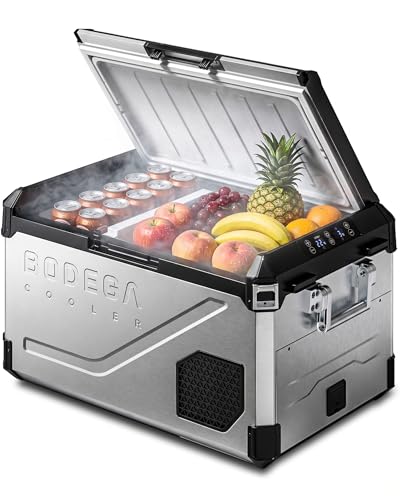 Portable 12V Car Refrigerator 47QT Stainless Steel Fridge