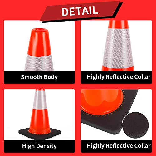 Traffic Cones 18 inch 6 Pack Heavy Duty Safety Cones Orange