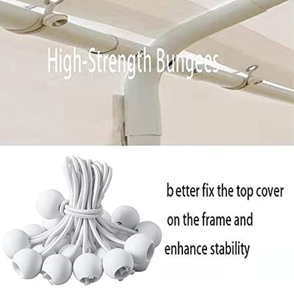 10'x20' Carport Replacement Top Canopy Cover for Car Garage Shelter Tent Party Tent with Ball Bungees White