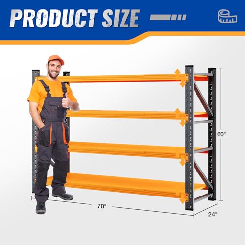 60" W Storage Shelves 5000lbs Garage Metal Shelving Heavy Duty Garage Shelves Adjustable Storage Shelves for Industrial
