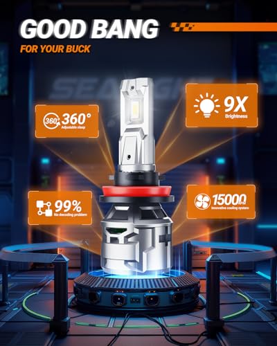H11/H8/H9 9005/HB3 Light Bulbs Combo, 6500K Diamond White Super Bright X5 Light Bulbs Plug and Play, Fog Bulbs - Pack of 4 (4 Count)