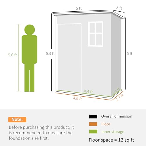 5' x 3' Outdoor Storage Shed