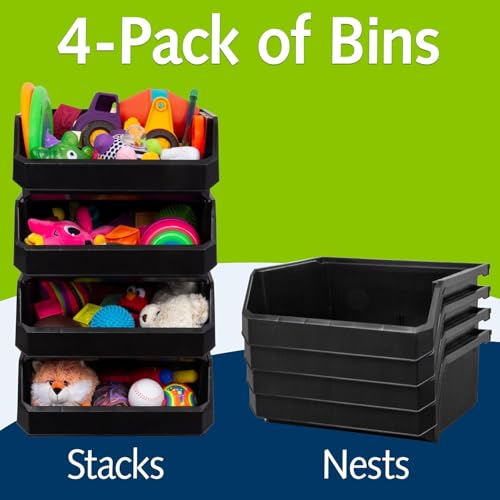 Extra Large Stackable Plastic Storage Bins (4 Count)