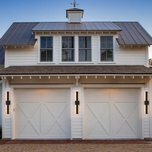 2 Pack Modern Outdoor Wall Light Exterior Black LED Patio Wall Light Fixture 27.2" Exterior Wall Sconce Outdoor Porch Lights for House (2 Count)