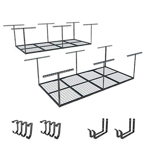 4x8 Overhead Garage Storage Rack with Hooks (2 Count)