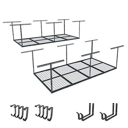 4x8 Overhead Garage Storage Rack with Hooks (2 Count)