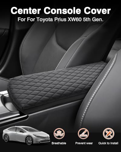 Custom for 2023 2024 2025 2026 Toyota Prius Center Console Cover Armrest Cover Cushion Pad Cover 2025 Prius XW60 5th Accessories Middle Console Arm Rest Protector PU Leather Anti