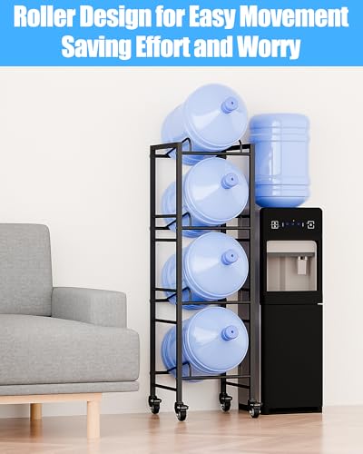 4 Tier 5 Gallon Water Jug Holder with 4 Lockable Wheels