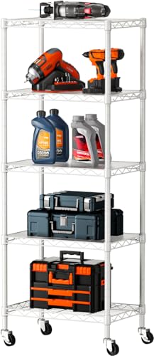 5 Small Wire Shelves Kitchen Pantry Close Home Organizers and Storage Bathroom Shelf Laundry Room Organization Adjustable Book Metal Garage Shelving Unit