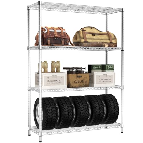 4 Tier Adjustable Heavy Duty Metal Wire Shelving Unit