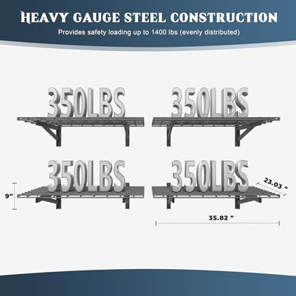 4 Pack Wall Mounted Garage Shelving