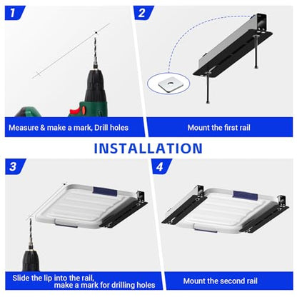 6 Pack Overhead Storage Bin Rack Heavy Duty Rack Ceiling Garage Storage (6 Count)