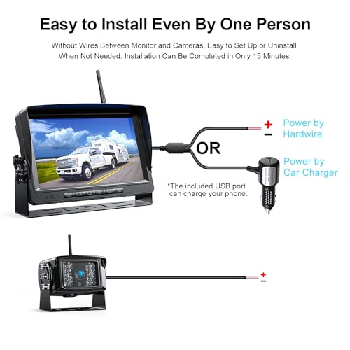 HD 1080P 9" Wireless RV Dual Backup Camera System with Recording