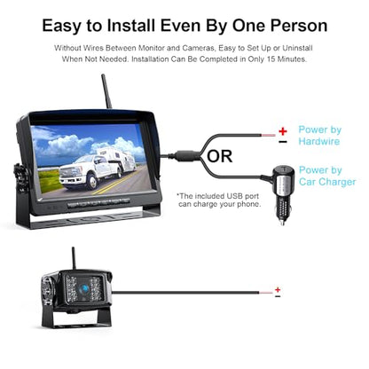 HD 1080P 9" Wireless RV Dual Backup Camera System with Recording