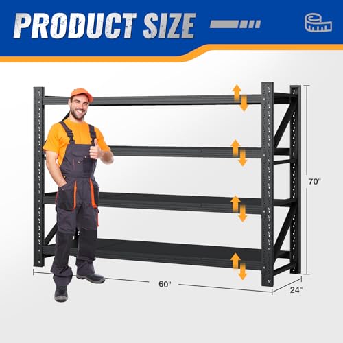 60" W Storage Shelves 5000lbs Garage Metal Shelving Heavy Duty Garage Shelves Adjustable Storage Shelves for Industrial