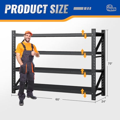 60" W Storage Shelves 5000lbs Garage Metal Shelving Heavy Duty Garage Shelves Adjustable Storage Shelves for Industrial