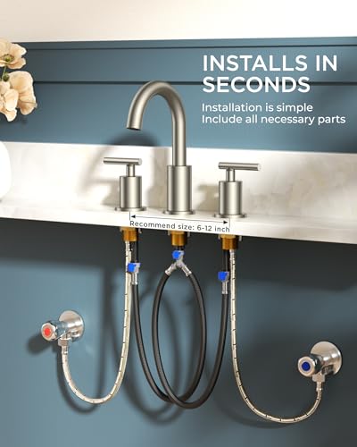 Bathroom Sink Faucet 3 Hole Brushed Nickel 8 Inch Widespread 2 Pack