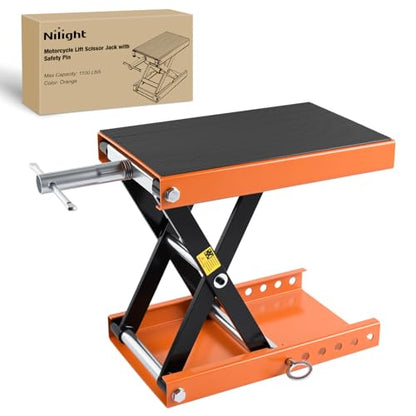 Motorcycle Lift Jack 1100 LBS Scissor Jacks Stand Lift with Wide Deck Safety Pin Handle 3.4"