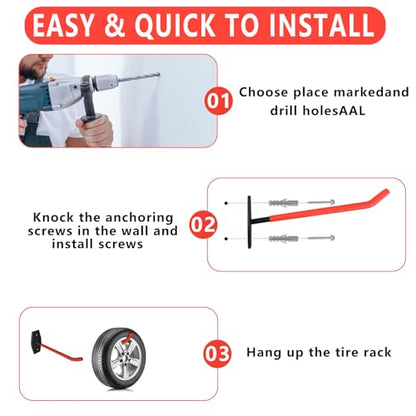 8 Pcs Wall Mount Garage Tires Hooks (8 Count)