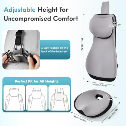 Memory Foam Car Seat Cushion and Lumbar Support Headrest Pillow