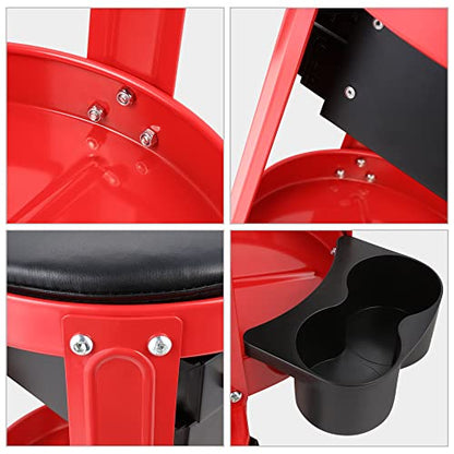TOOLS 00197 Round Mechanics Roller Seat Creeper Stool With Padded Cushion