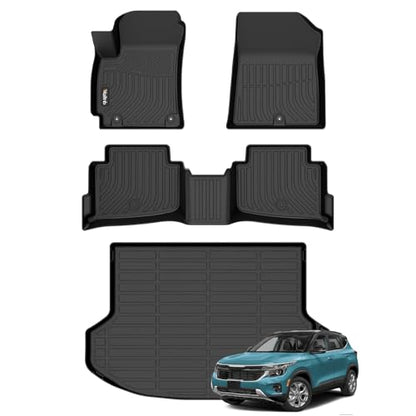 Floor Mats & Cargo Mats Set Fit Kia Seltos 2024 2025 All Weather Floor Liners for Kia Seltos 2024 Cargo Trunk Liner Accessories for S丨LX丨EX丨SX丨X