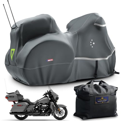 Motorcycle Cover with Side+Top Box LI LIBZAKI Heavy Duty 600D Waterproof for Touring Models Harley Davidson Ultra Limited
