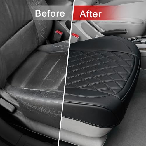 1 Pack Leather Front Car Seat Bottom Cover Black