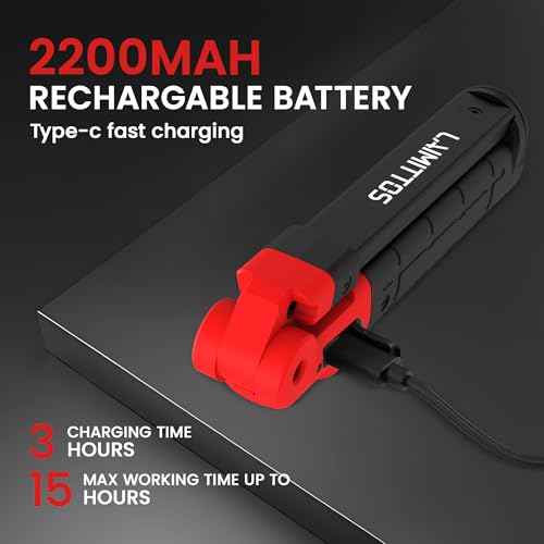 Rechargeable Work Light 2200mAh Magnetic LED Work Light Flashlight Mechanic Light Tool for Men Him (2 Count)