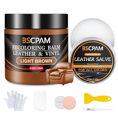 Light Brown Leather Recoloring Balm with 100ml Mink Oil
